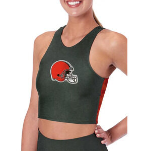 Certo Cleveland Browns Logo Midi Tank Bra Women's Large Charcoal/Deep Orange